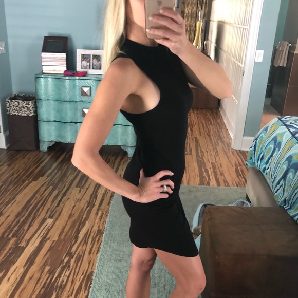 Black mock neck ribbed dress - Picture 2 of 8